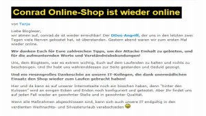 DDoS-Angriffe auf Conrad-Onlineshop DDoS-Angriffe auf Conrad-Onlineshop